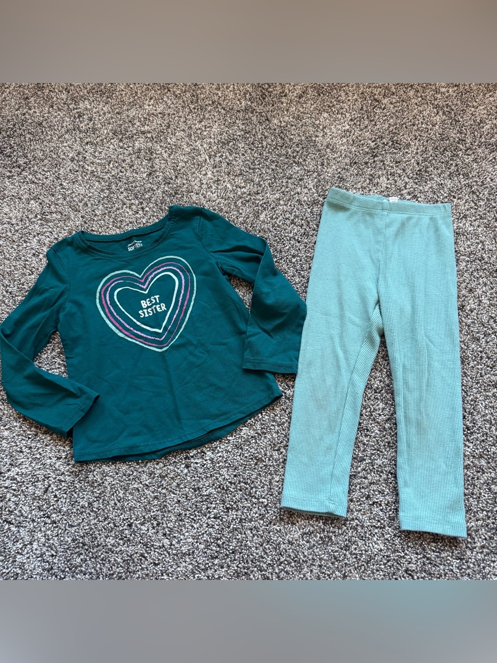Kids "Best Sister" Teal Shirt And Leggings Set